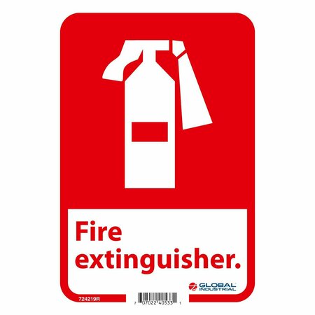 GLOBAL INDUSTRIAL Fire Extinguisher Sign, 10x7, Rigid Plastic 724219R